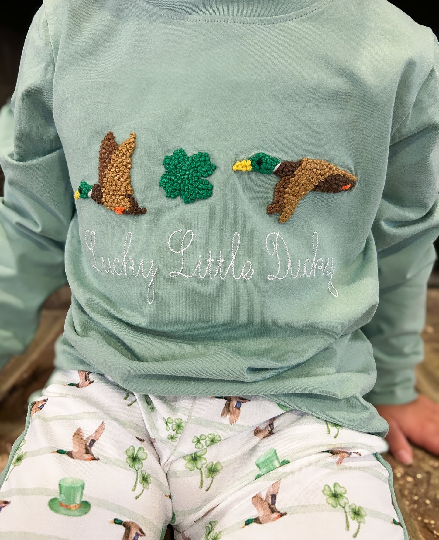 RTS Lucky Duck French Knot Boy Jogger Set (size 7 only)