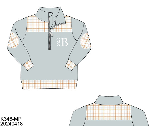 RTS Pumpkin Patch Plaid Boy Pullover (BLANK) (18m only)