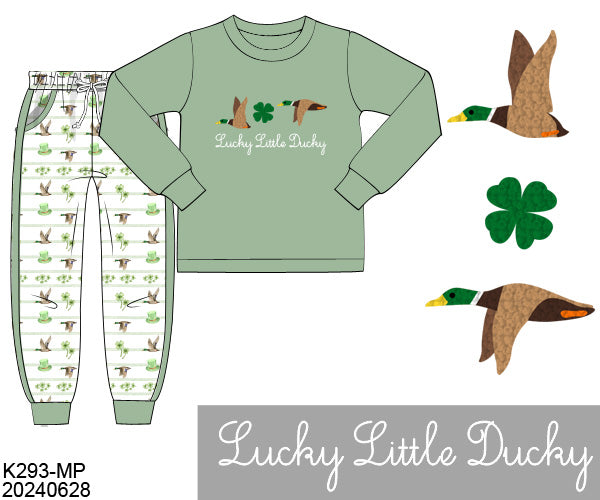 RTS Lucky Duck French Knot Boy Jogger Set (size 7 only)