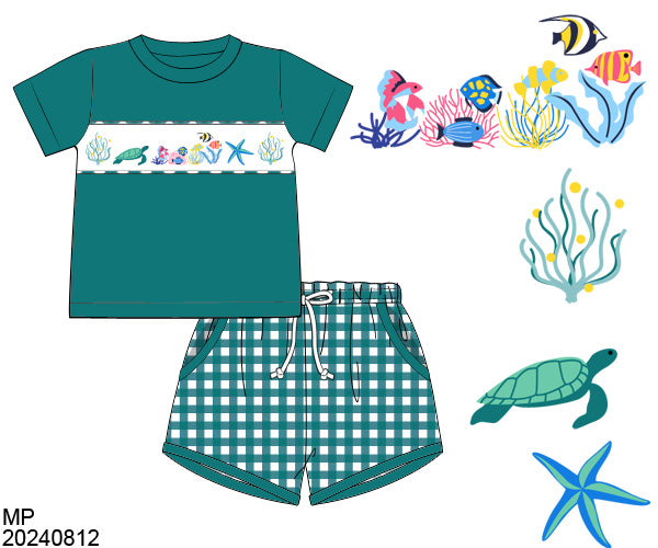 RTS A Day at the Aquarium Smock Boy Shorts Set