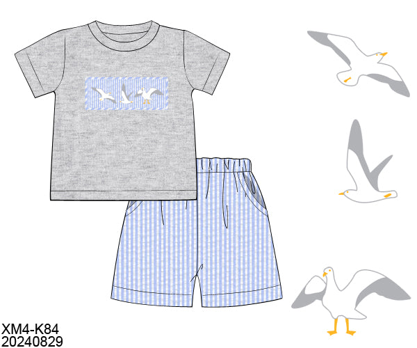 RTS Smocked Seagulls Boy Shorts Set