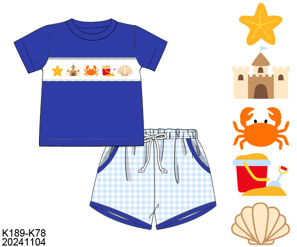 RTS Beach Fun Smocked Boy Short Set (size 6 only)