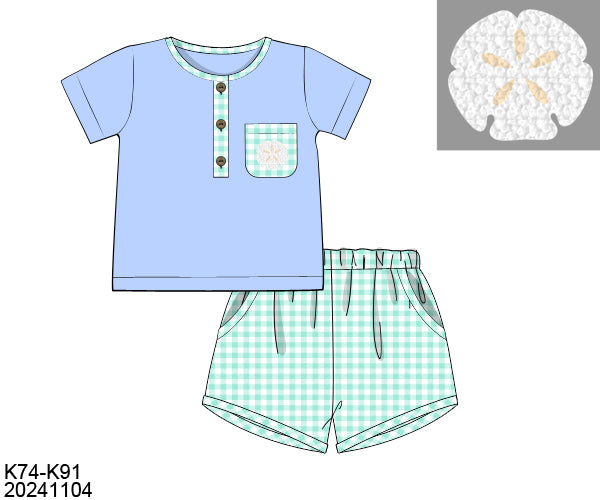 RTS French Knot Sand Dollars Boy Short Set