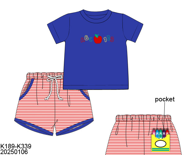 RTS ABC 123 Applique Boy Shorts Set (18m and 6 only)
