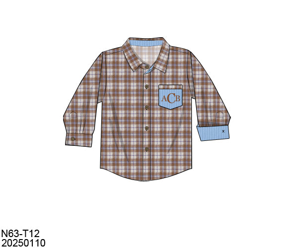 RTS Fall Floral and Plaid Family Boy Shirt ONLY