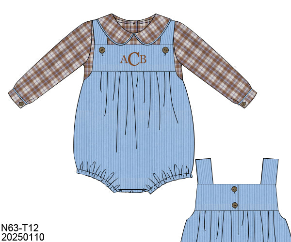 RTS Fall Floral and Plaid Family Boy Bubble