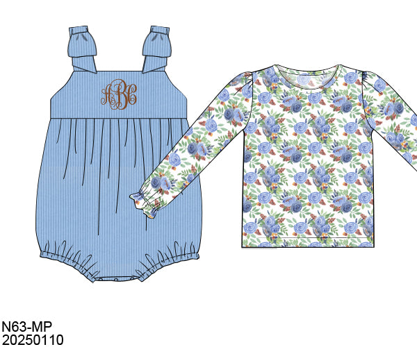 RTS Fall Floral and Plaid Family Girl Bubble