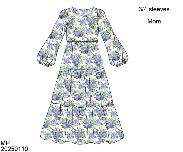 RTS Fall Floral and Plaid Family Mom Dress
