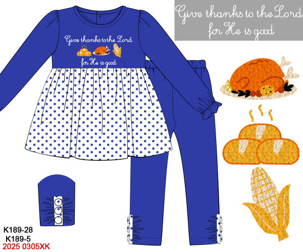 RTS Give Thanks to the Lord Girl Pant Set