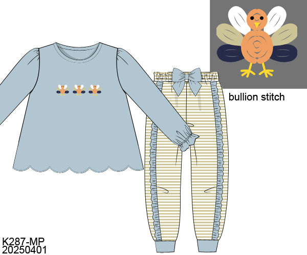 RTS Bullion Stitch Turkey Girl Jogger Set