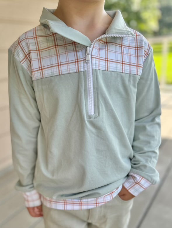 RTS Pumpkin Patch Plaid Boy Pullover (BLANK) (18m only)