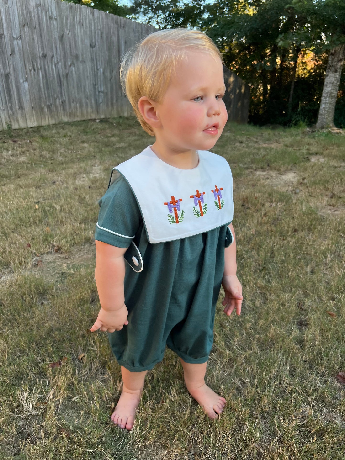 RTS - Beautiful Cross Boy Romper
