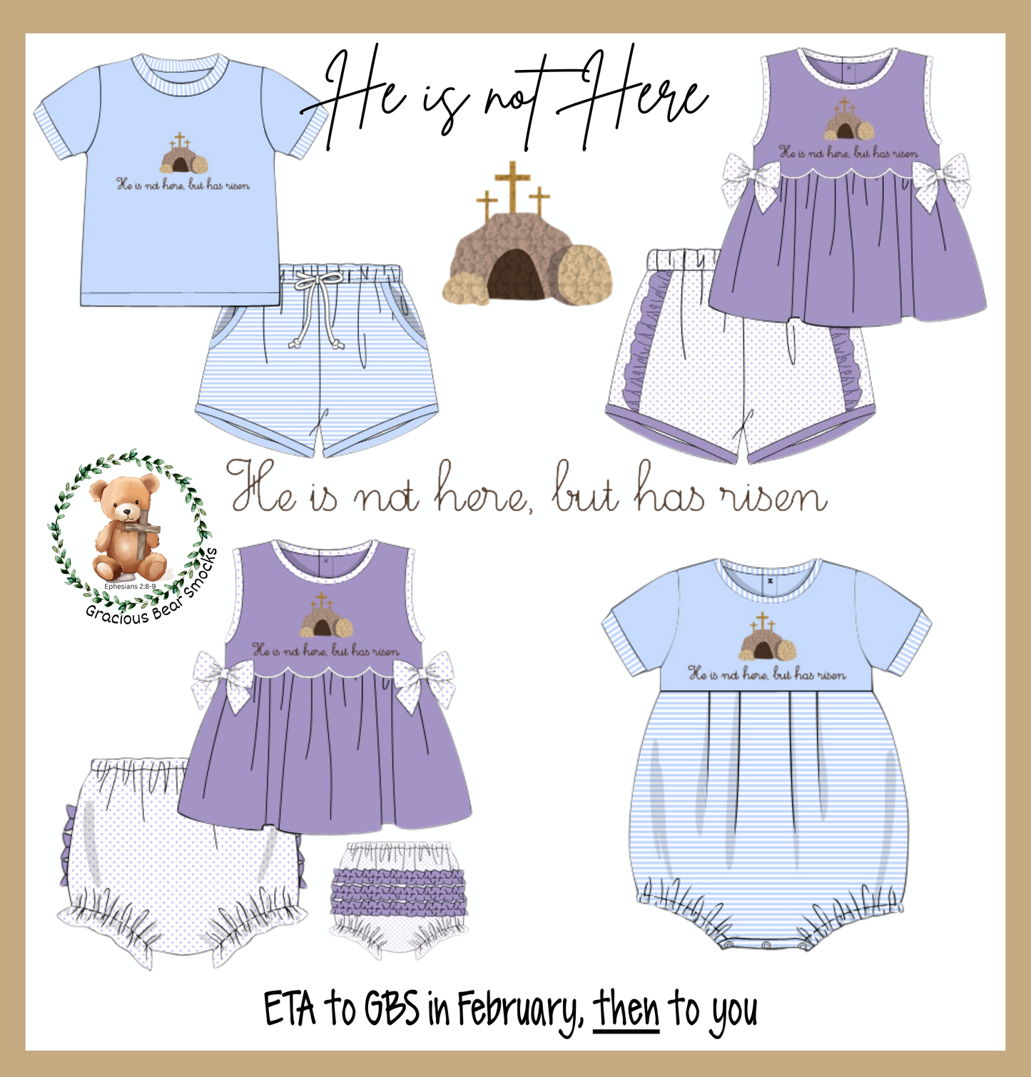 PO29 - He Is Not Here Girl Diaper Set (ETA February to GBS, then to YOU)