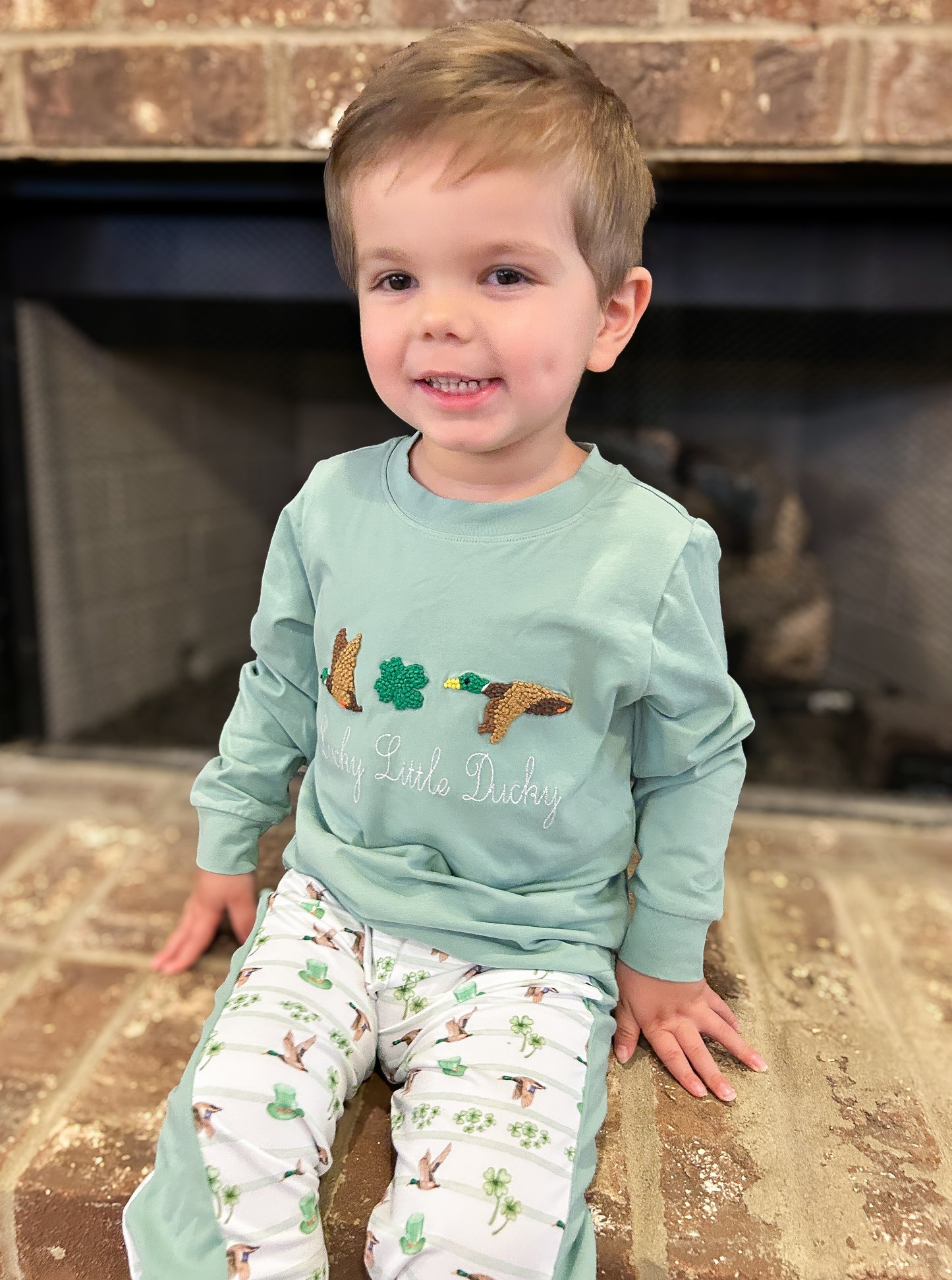 RTS Lucky Duck French Knot Boy Jogger Set (size 7 only)