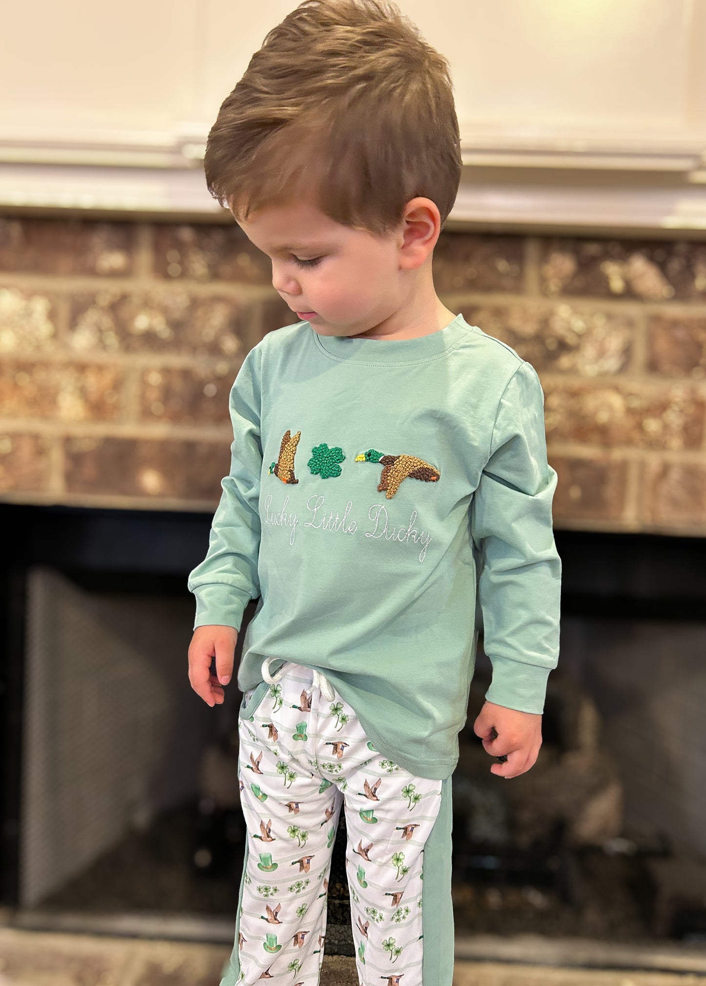 RTS Lucky Duck French Knot Boy Jogger Set (size 7 only)