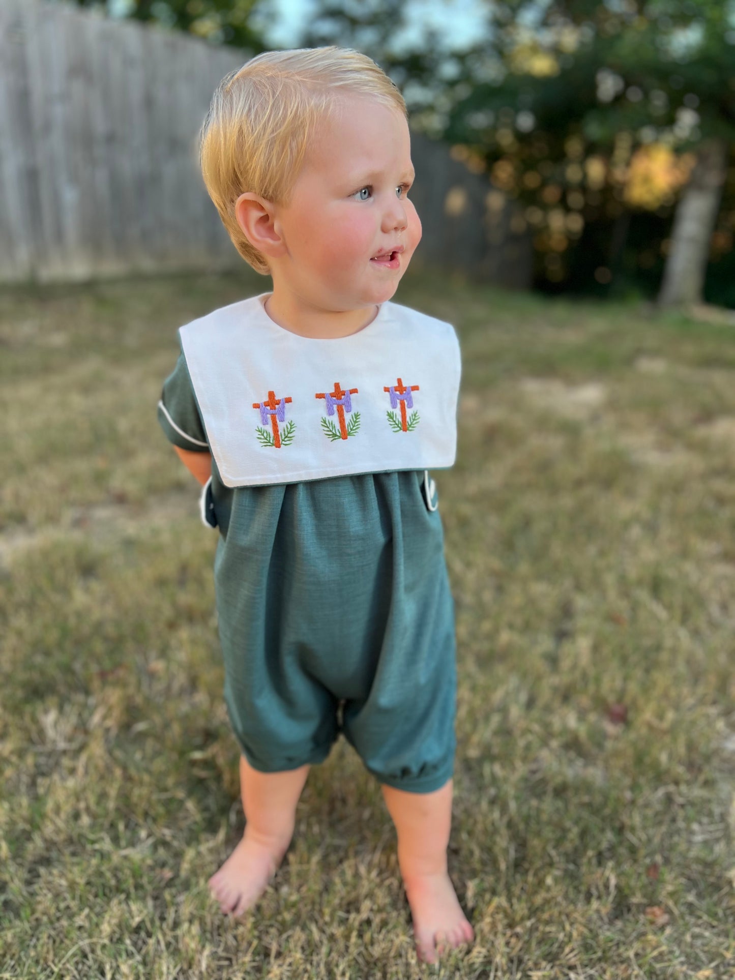 RTS - Beautiful Cross Boy Romper