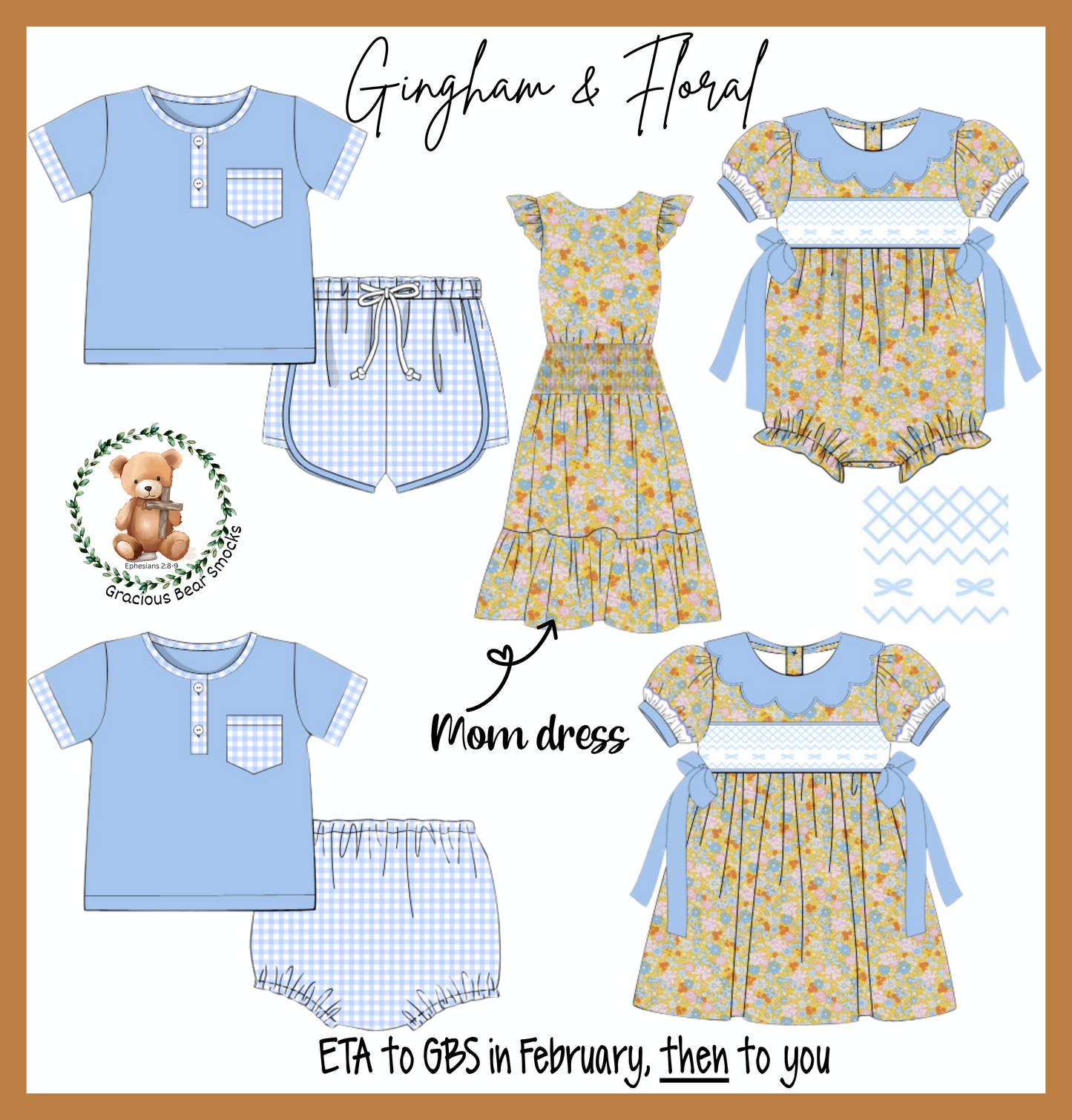 PO29 - Gingham & Floral Boy Diaper Set (ETA February to GBS, then to YOU)