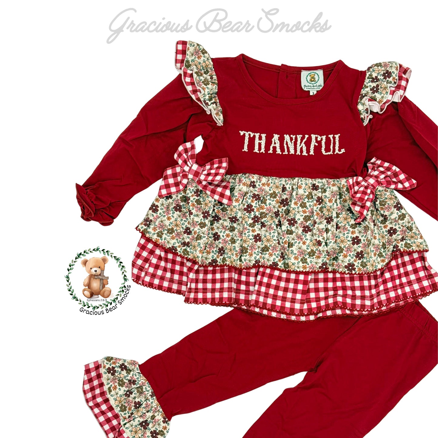 RTS Thankful Girl Pants Set - all say "THANKFUL"