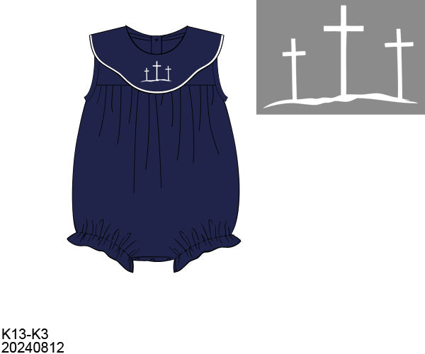 RTS Hand Embroidered Cross Girl Bubble