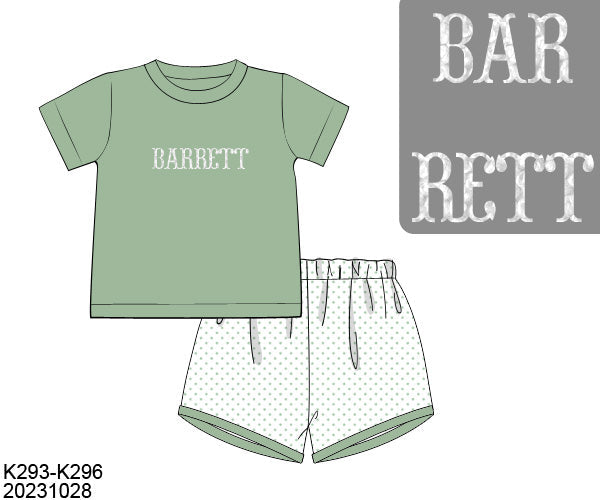 RTS Bitty Dot French Knot Boy Short Set (Extras say “MAMA’S BOY”)