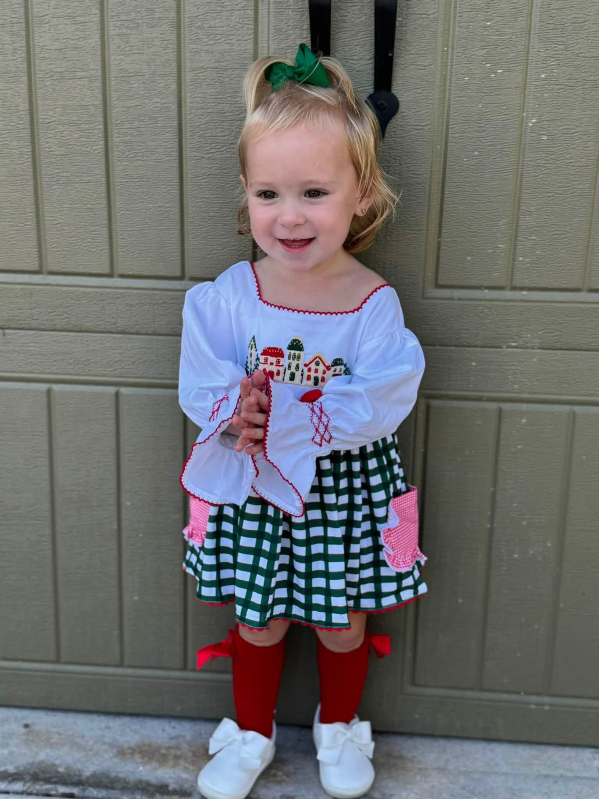 RTS Christmas Cottage Girl Skirted Bubble