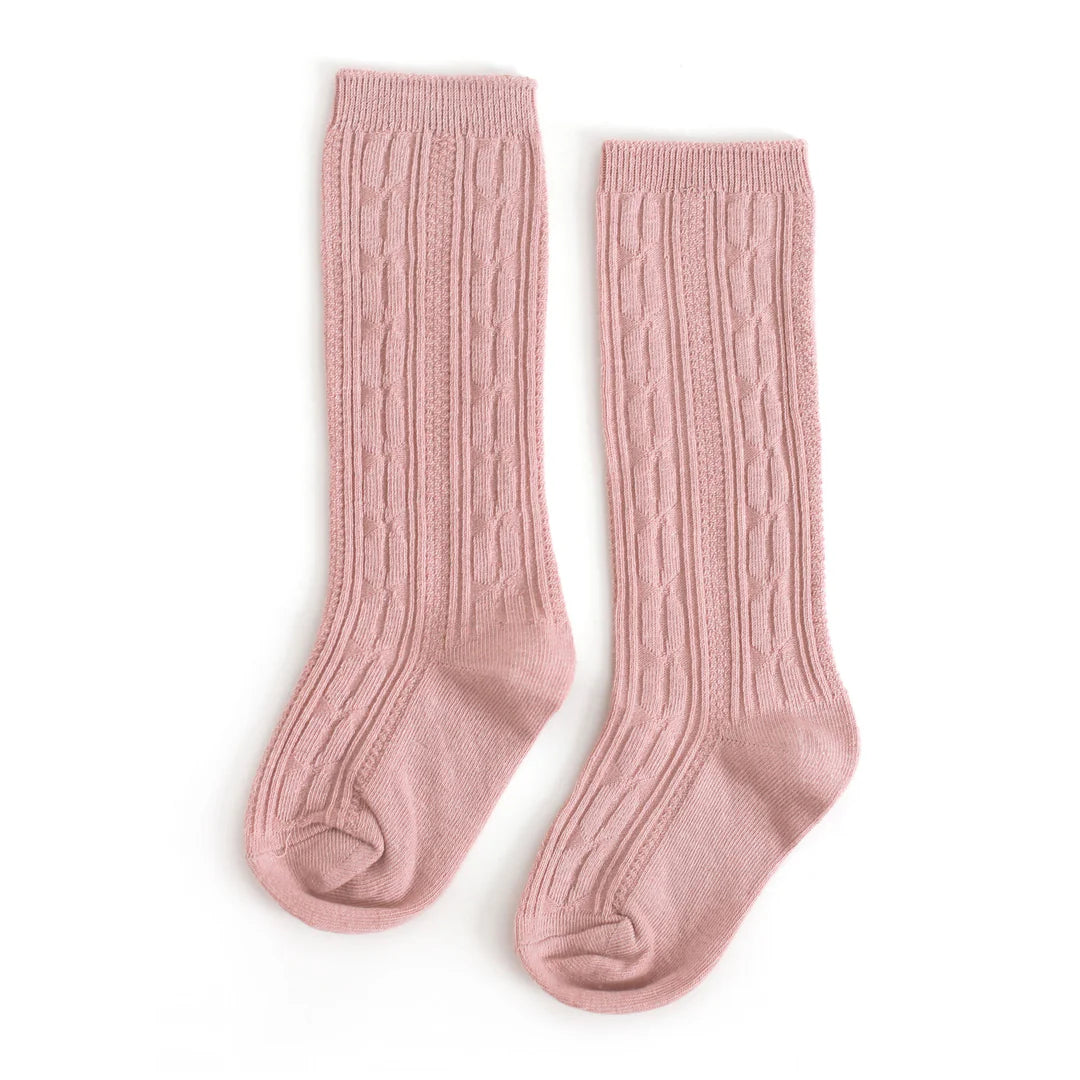 Blush Cable Knit Knee High Socks from Little Stocking Co