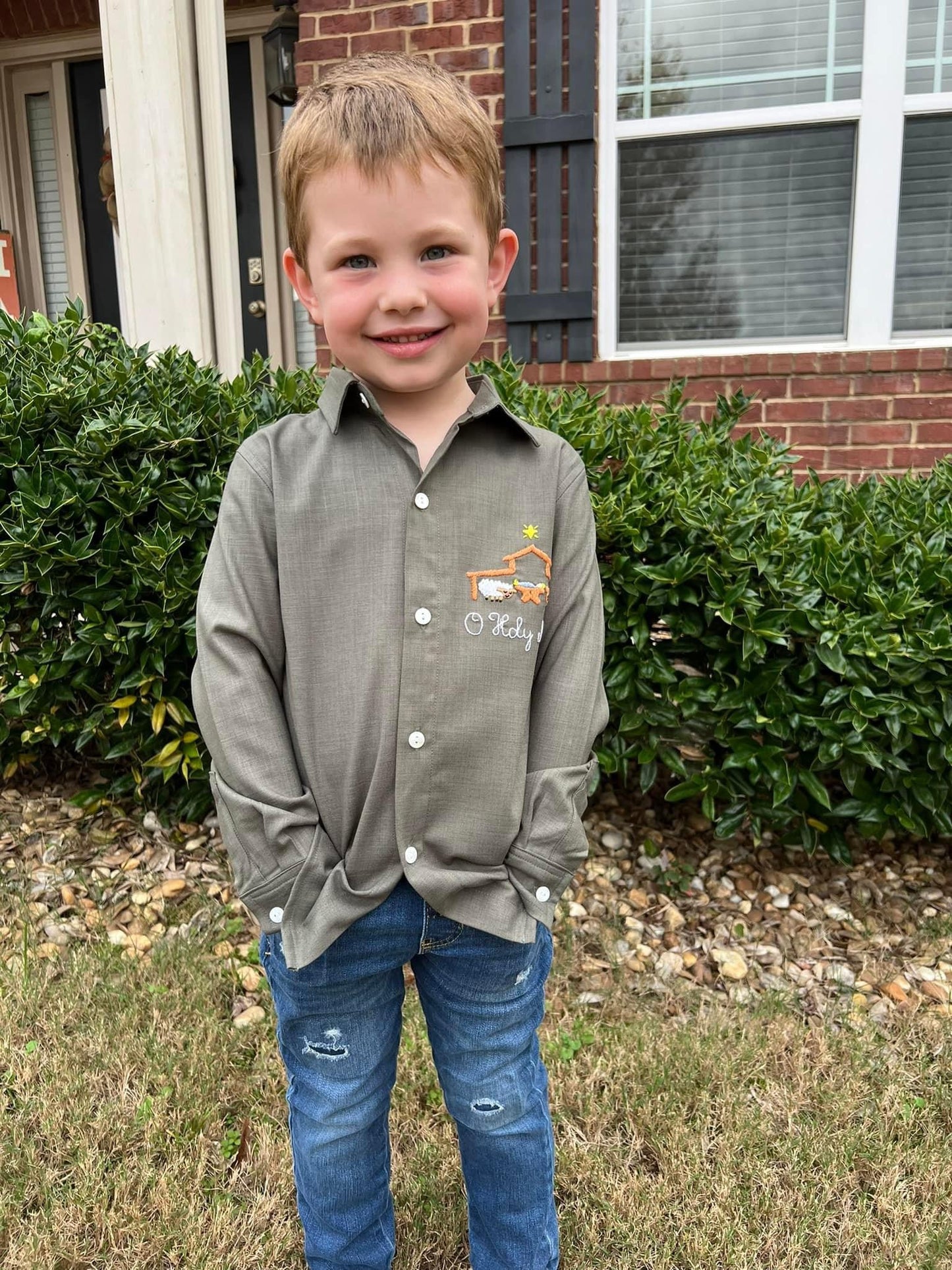 RTS O Holy Night Boy Button Down (size 18m only)