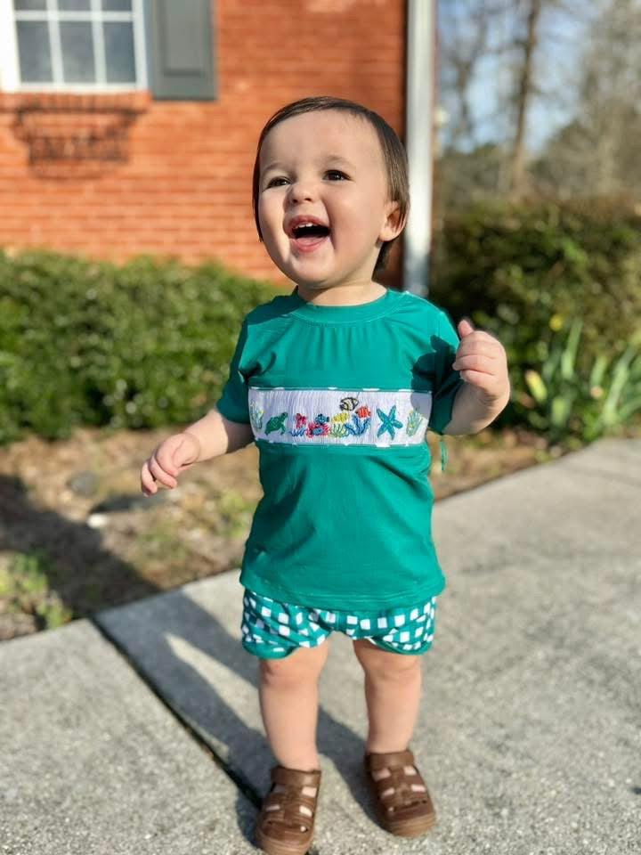 RTS A Day at the Aquarium Smock Boy Shorts Set
