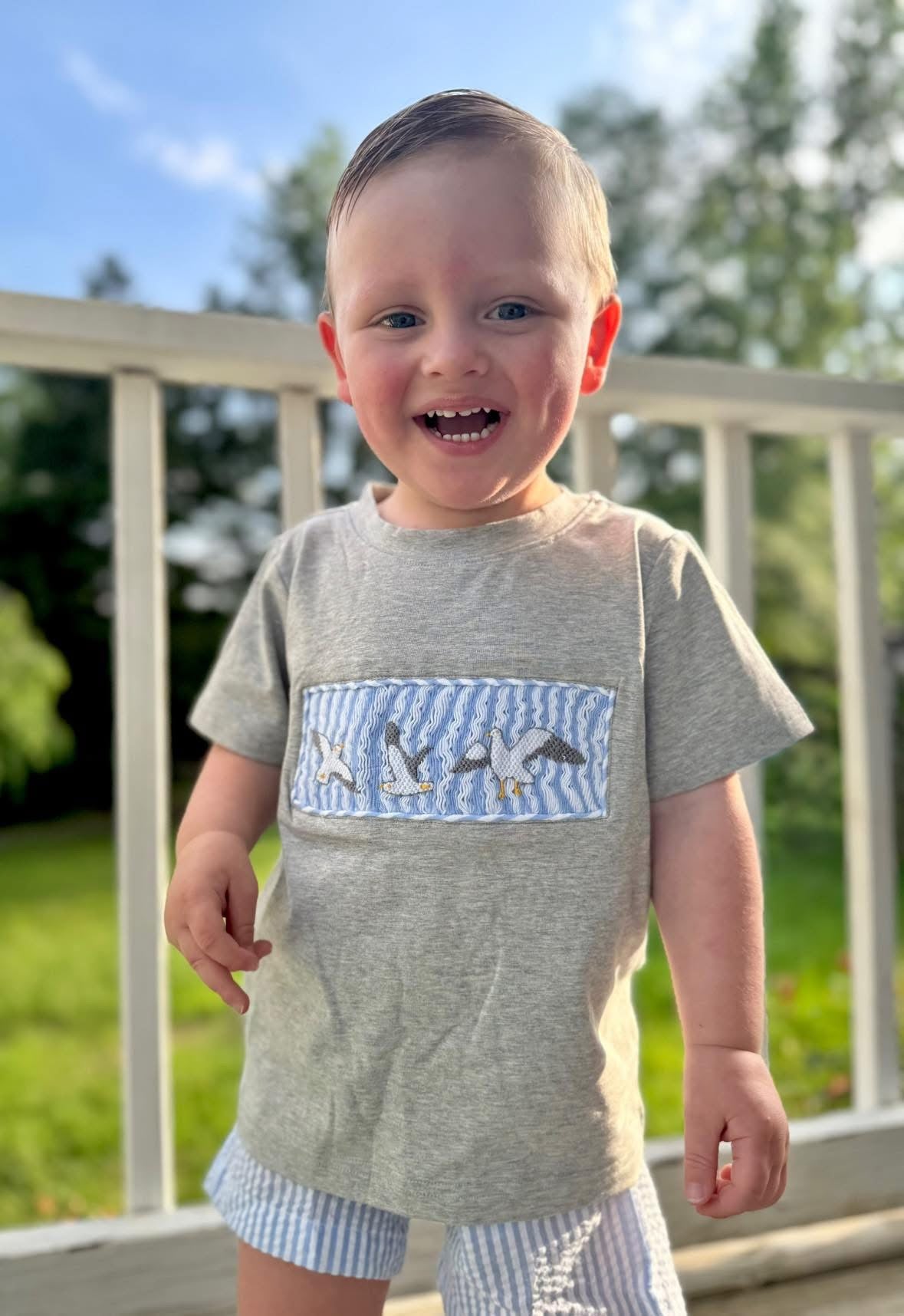 RTS Smocked Seagulls Boy Shorts Set