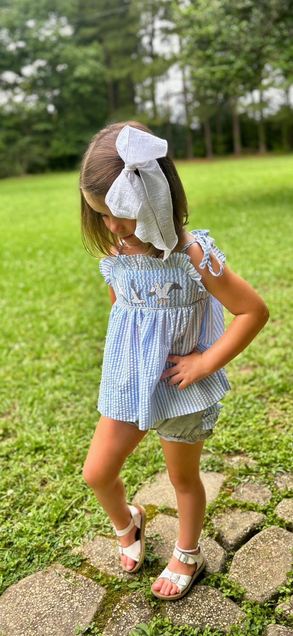 RTS Smocked Seagulls Girl Diaper Set