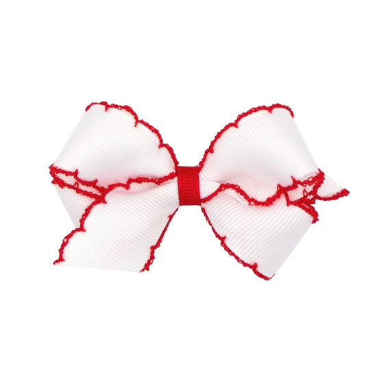 Mini Moonstitch Grosgrain Hair Bow with Contrasting Wrap