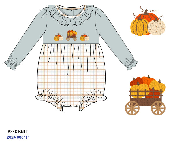 RTS Pumpkin Patch Plaid Girl Bubble