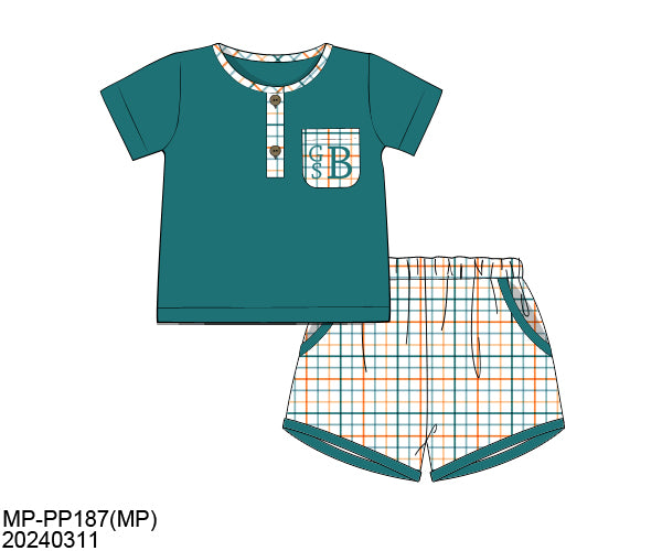 RTS Teal Boy Short Set (NO MONOGRAM)