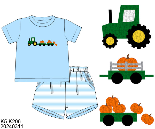 RTS French Knot Tractor Boy Shorts Set