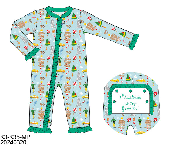 RTS Green Elf Loungewear Girl Zippy