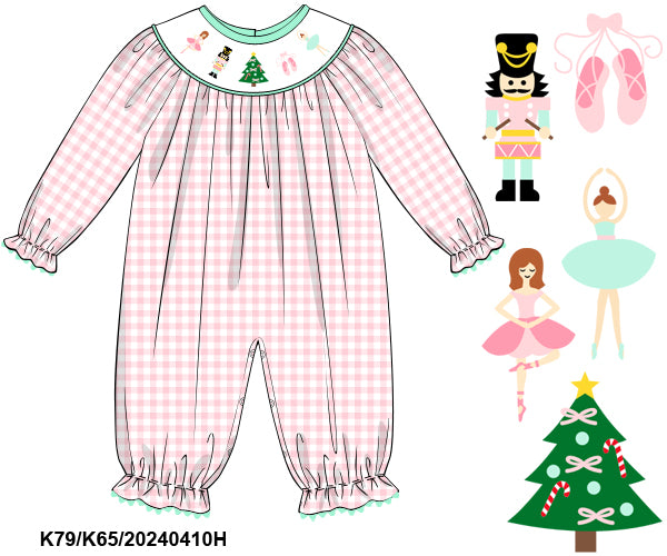 RTS - Nutcracker Smocks Girl Long Romper