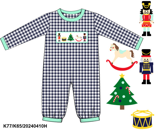 RTS - Nutcracker Smocks Boy Long Romper