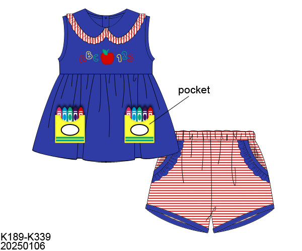 RTS ABC 123 Applique Girl Shorts Set (24m and 6 only)