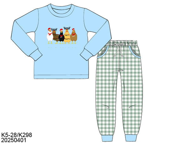 RTS Christmas Chickens Boy Jogger Set