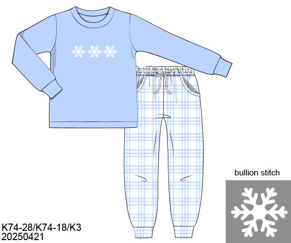 RTS Bullion Stitch Snowflakes Boy Jogger Set