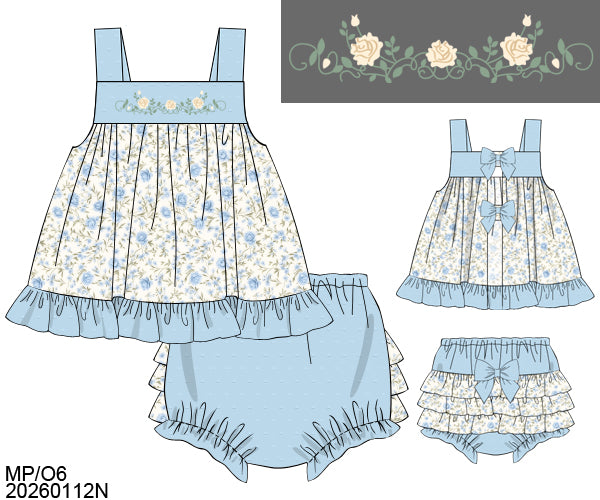 RTS Rosebud Ribbons Girl Diaper Set