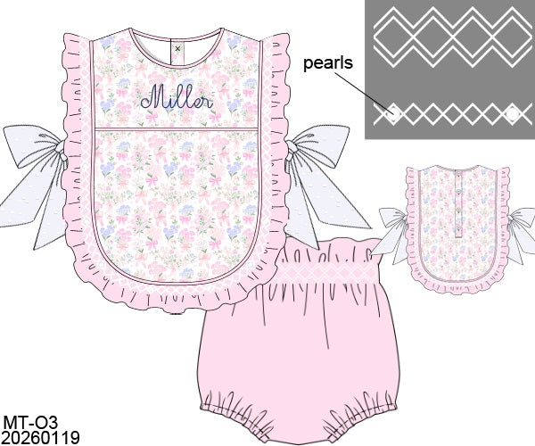 RTS Blushing Petals Girl Diaper Set - no mono