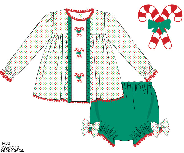 WS PO38 - Candy Cane Wishes girl diaper set (ETA Late October to GBS, then to YOU)
