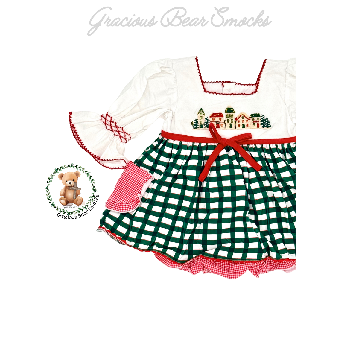 RTS Christmas Cottage Girl Skirted Bubble