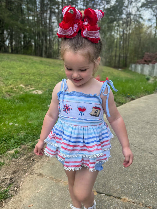 RTS Red, White, & BBQ Girl Diaper Set