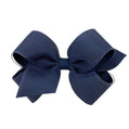 Medium Organza and Grosgrain Overlay Hair Bow - NAVY