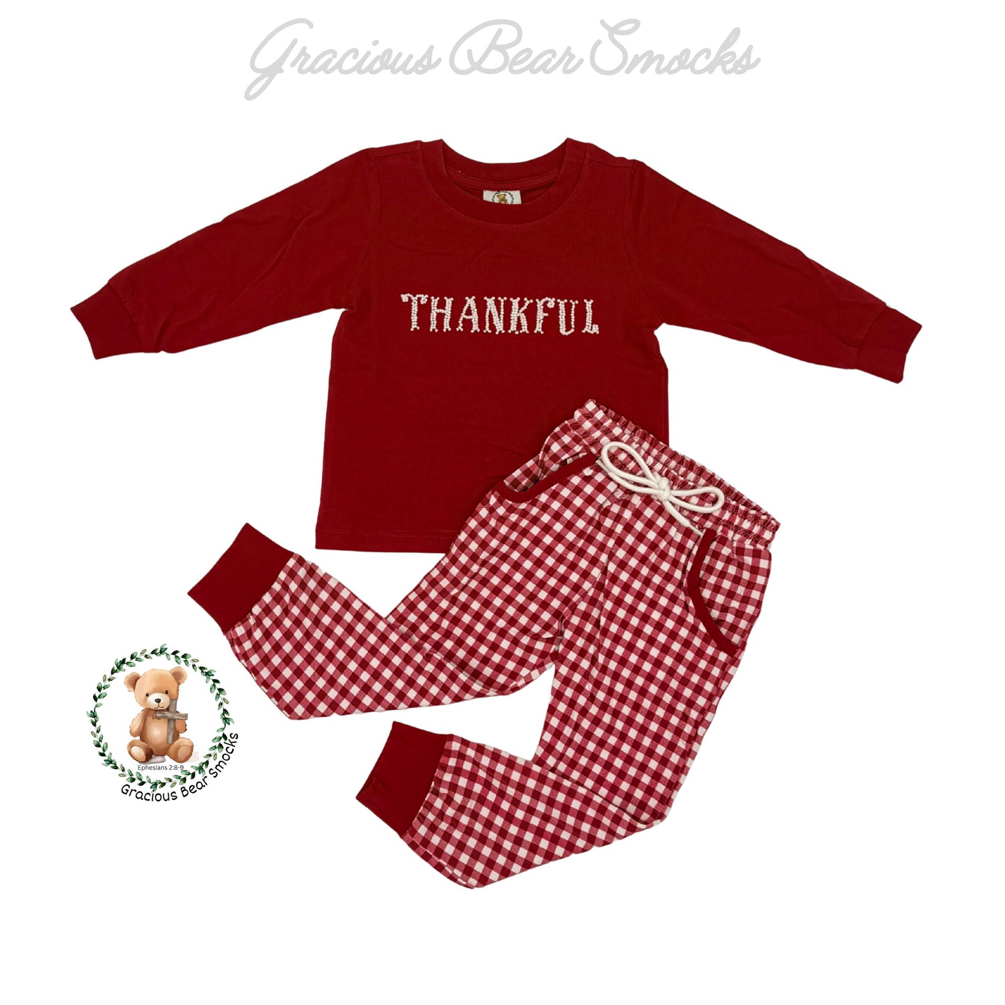 RTS Thankful Boy Jogger Set - all say "THANKFUL"