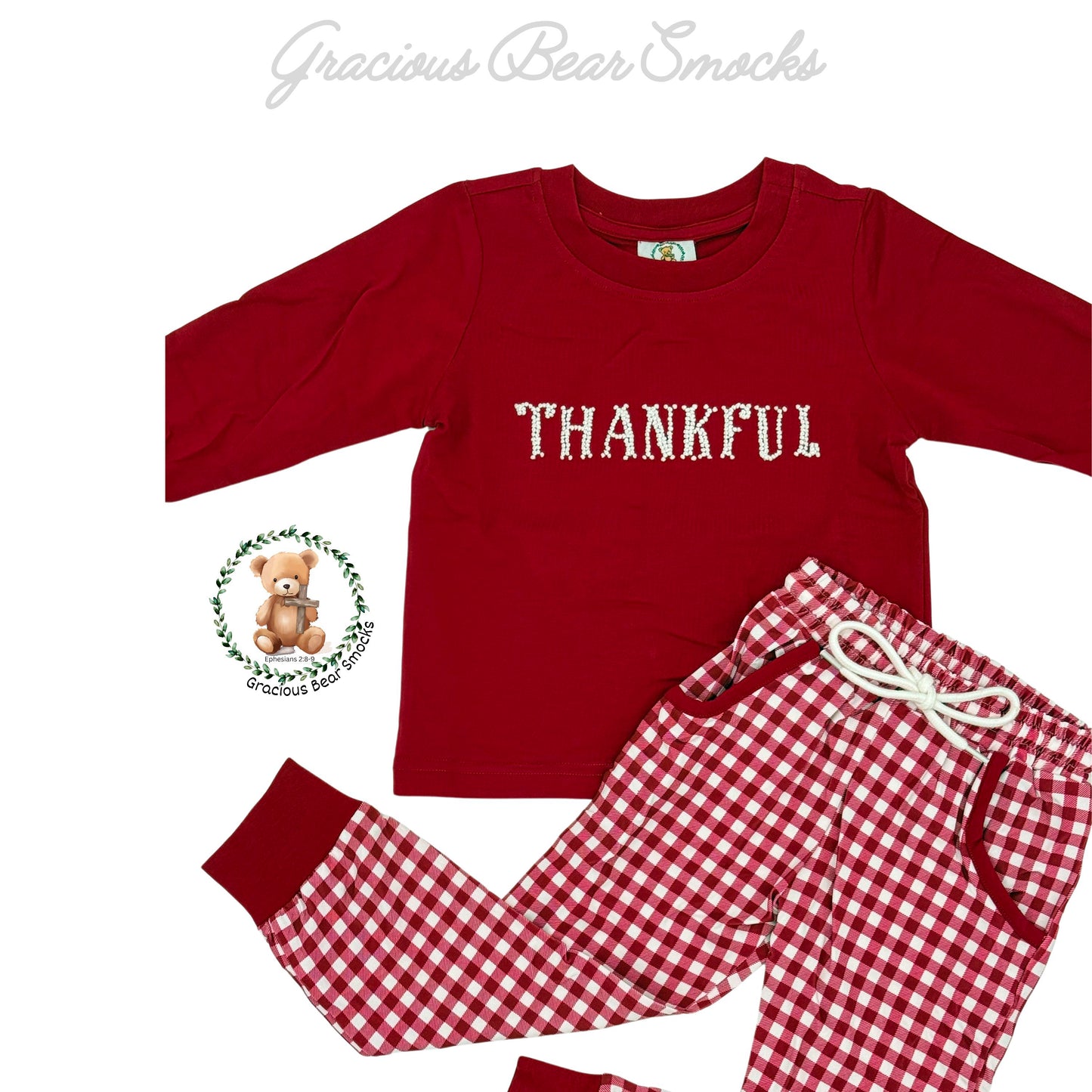RTS Thankful Boy Jogger Set - all say "THANKFUL"