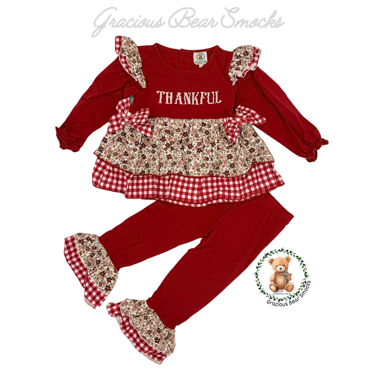 RTS Thankful Girl Pants Set - all say "THANKFUL"