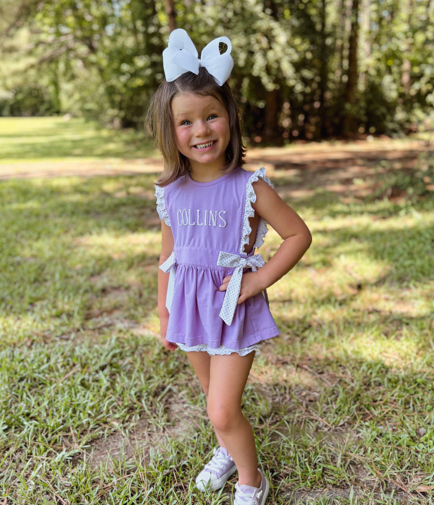 RTS Bitty Dot French Knot Girl Bubble Short Set (Extras say “MAMA’S GIRL”)